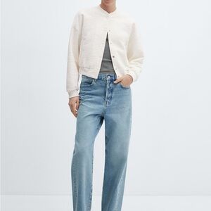 NWT Mango Ivory Tweed Bomber Jacket